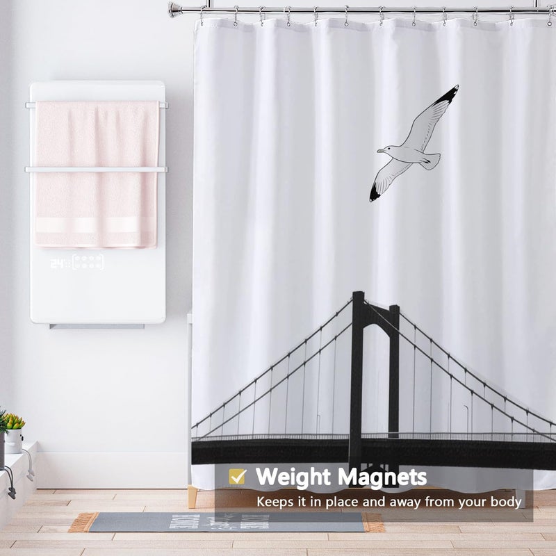LLSCL Fabric Shower Curtain Liner with Magnets, Waterproof Hotel Quality, 72 x 72 Machine Washable - Image 4